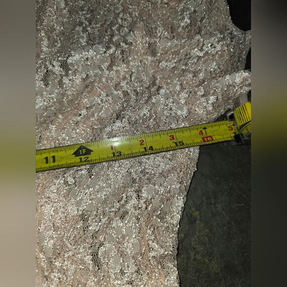 Vtg 80s Blush Pink Full Lace Maxi Dress Button Front Lined Bridal Dawn Joy 12P - Picture 3 of 12